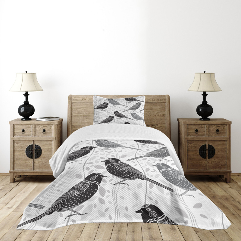 Birds and Floral Patterns Bedspread Set