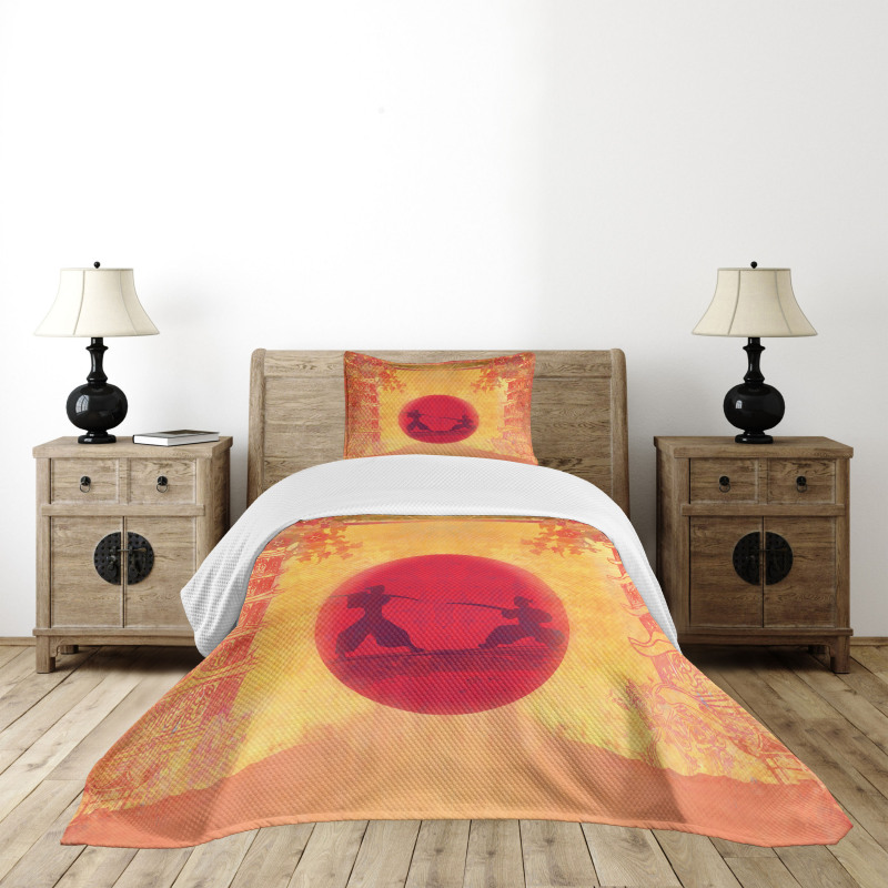 Ninjas Vintage Sunset Bedspread Set