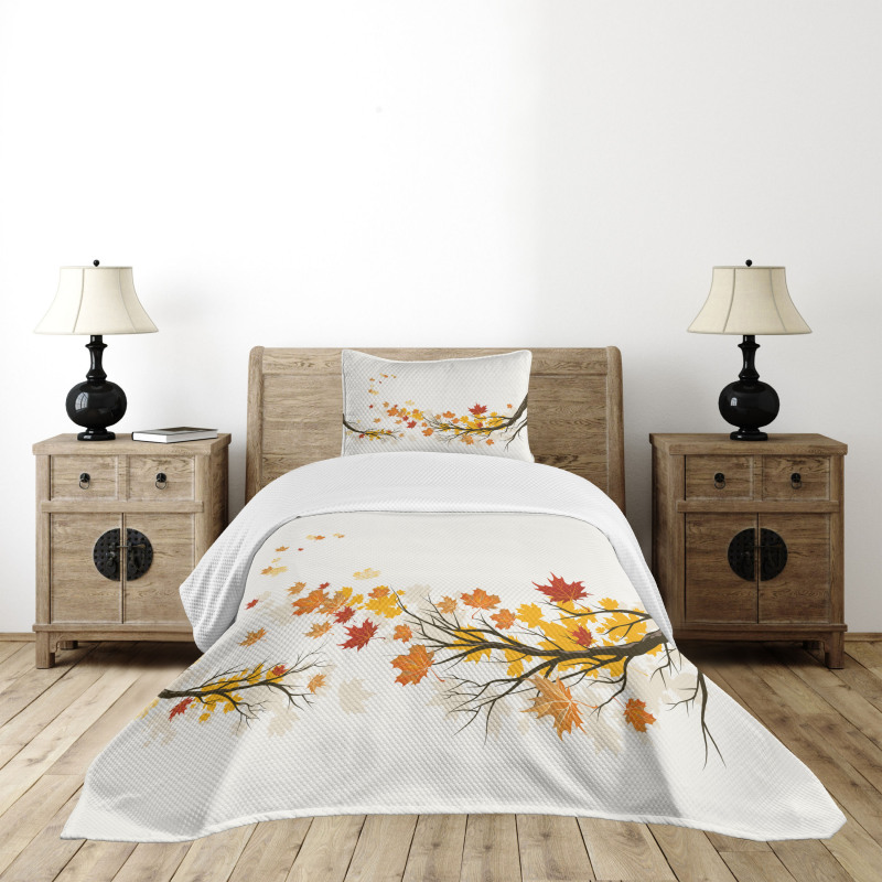 Seasonal Tree Branches Autumn Bedspread Set