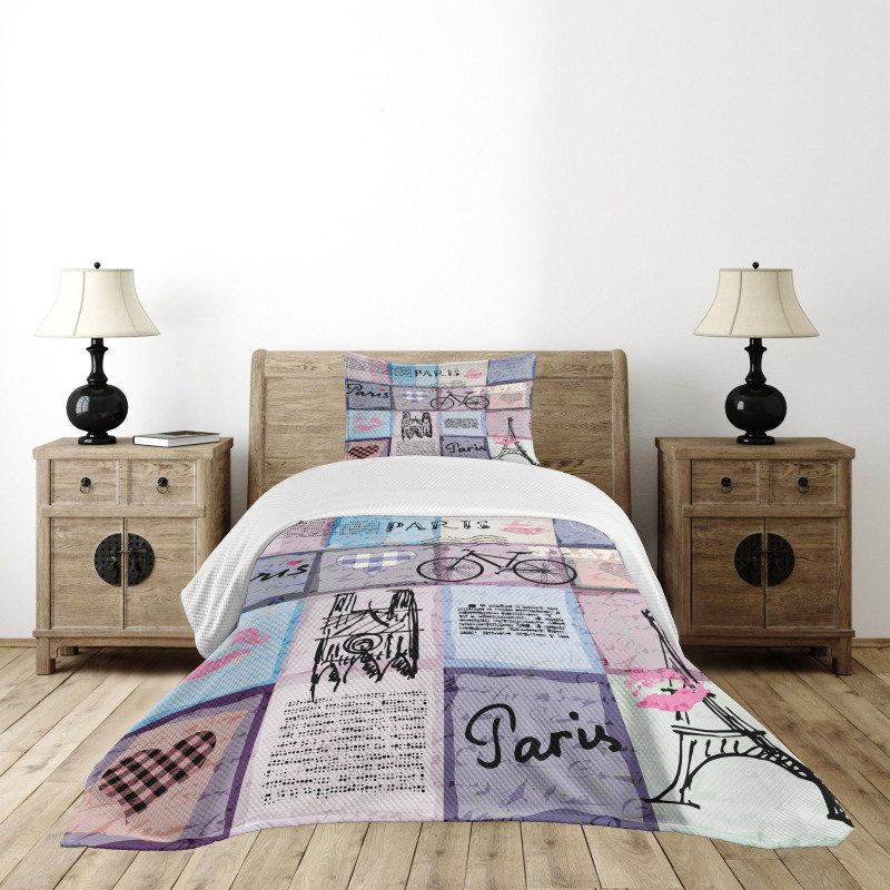 Eiffel Tower Love Letter Bedspread Set