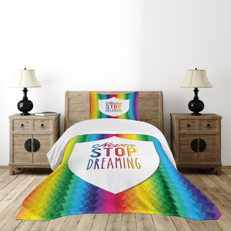 Rainbow Words Bedspread Set