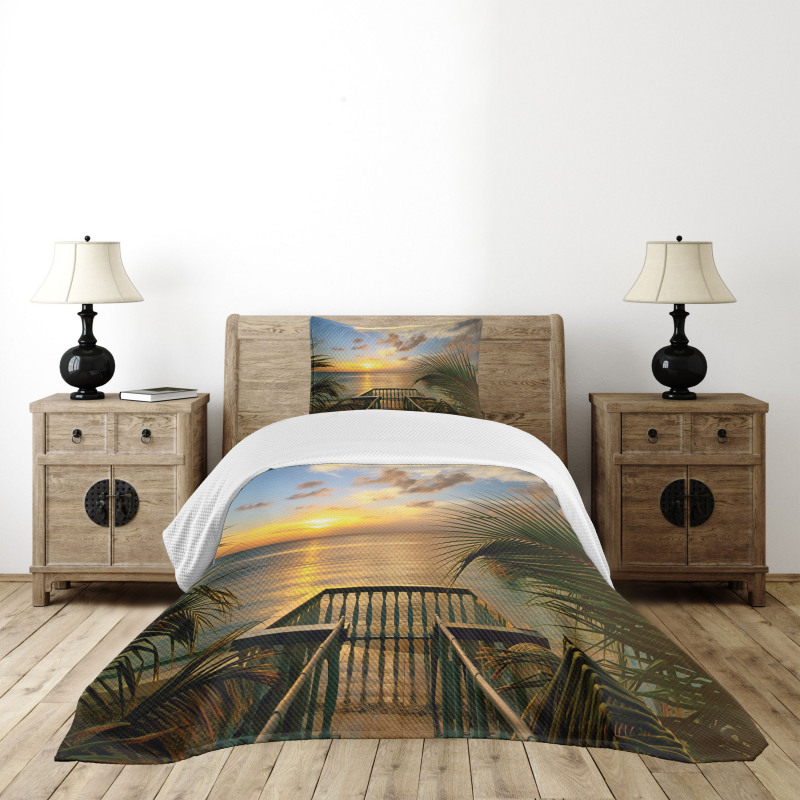 Palms Sunset Scenery Bedspread Set