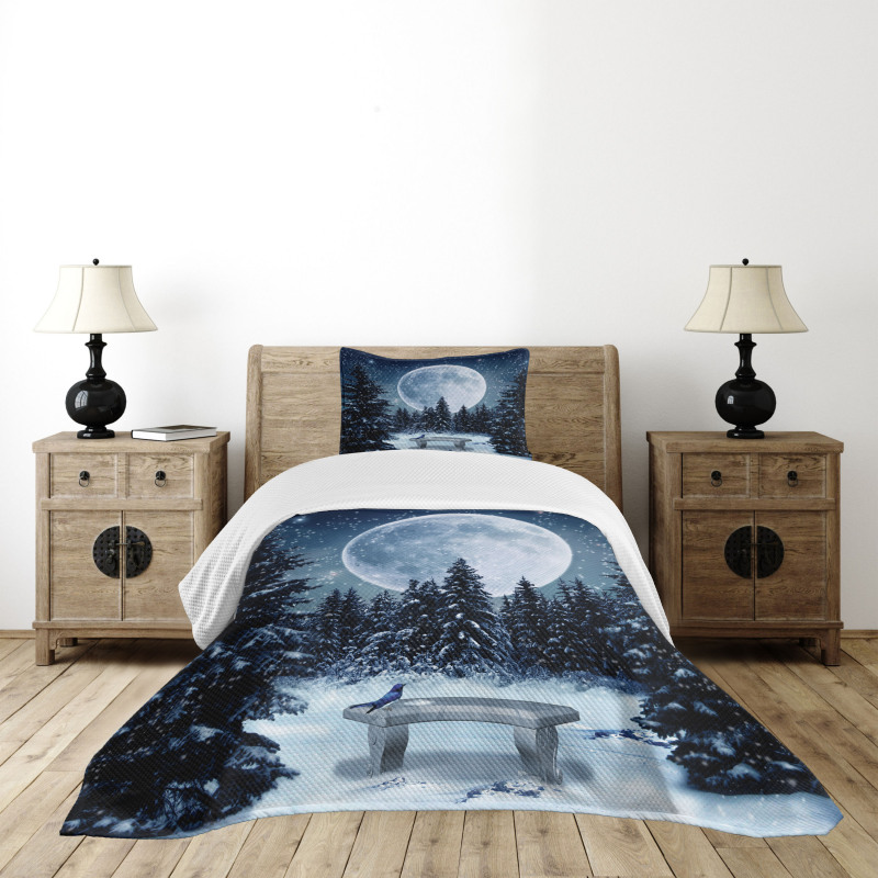 Moonlight Forest Bird Bedspread Set