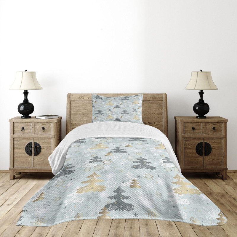 Retro Soft Pine Tree Bedspread Set