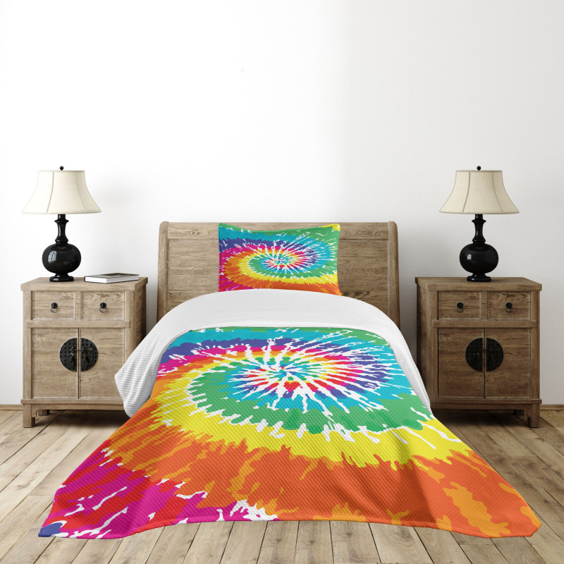 Rainbow Tie Dye Effect Bedspread Set