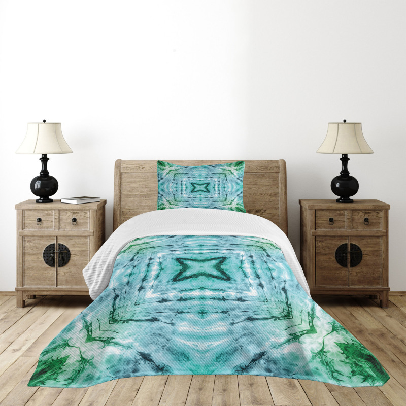 Abstract Teal Bedspread Set