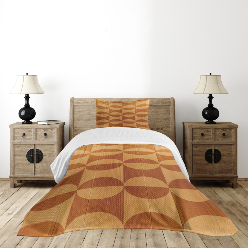 Abstract Oak Planks Bedspread Set