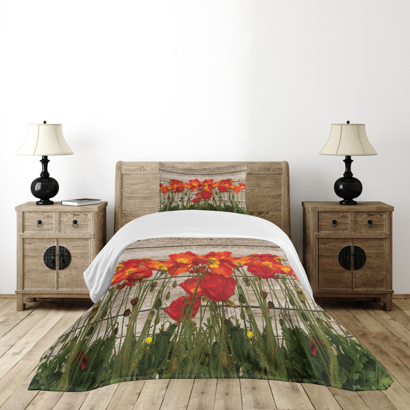Blooming Poppy Flowers Bedspread Set