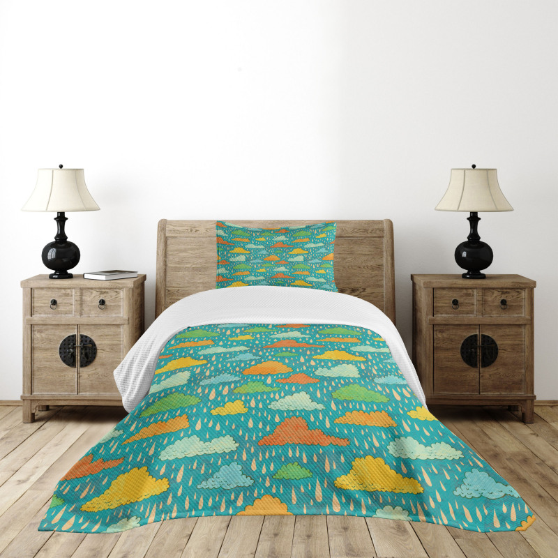 Puffy Clouds Funk Art Bedspread Set