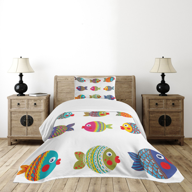 Cartoon Fish Bedspread Set