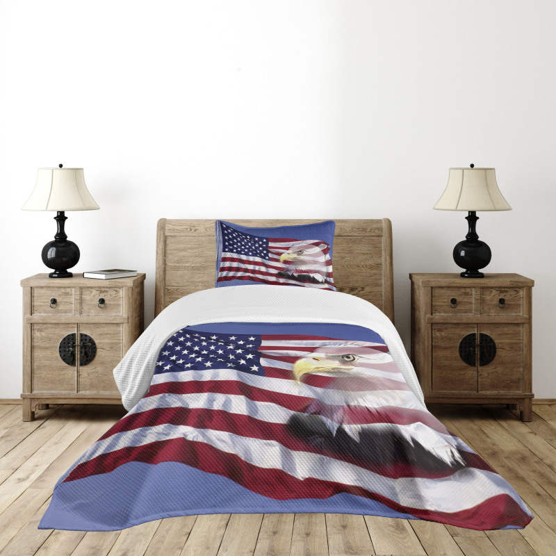 Bless America Flag Bedspread Set