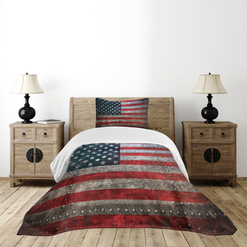 US Flag Plate Bedspread Set