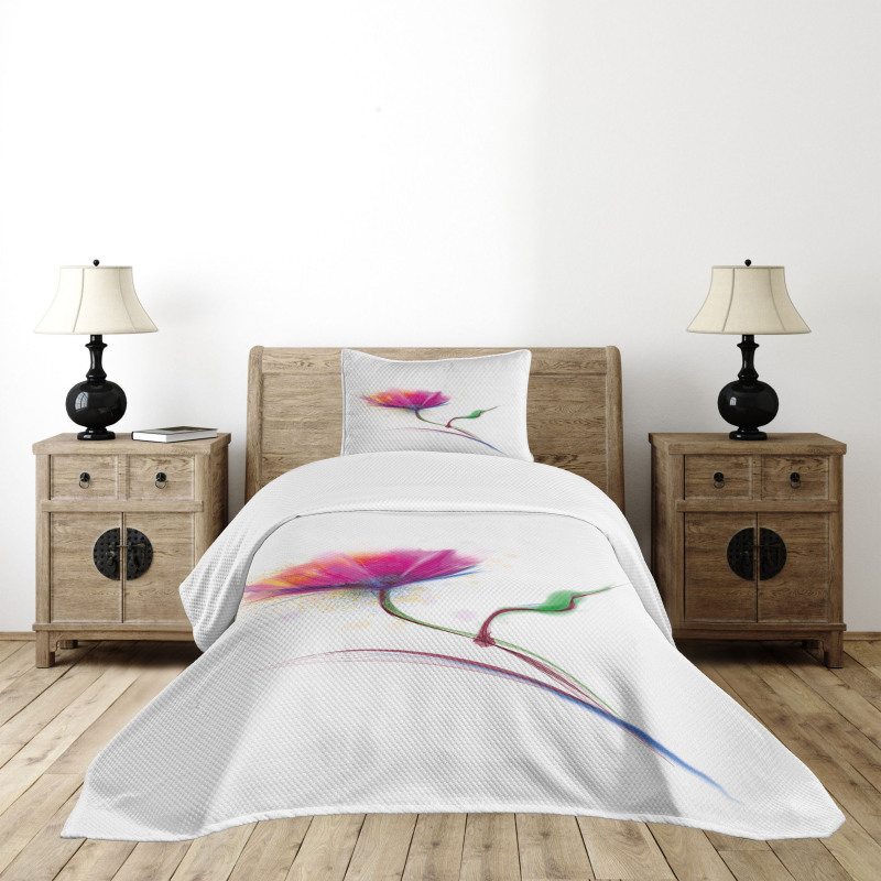Watercolor Poppy Flower Bedspread Set