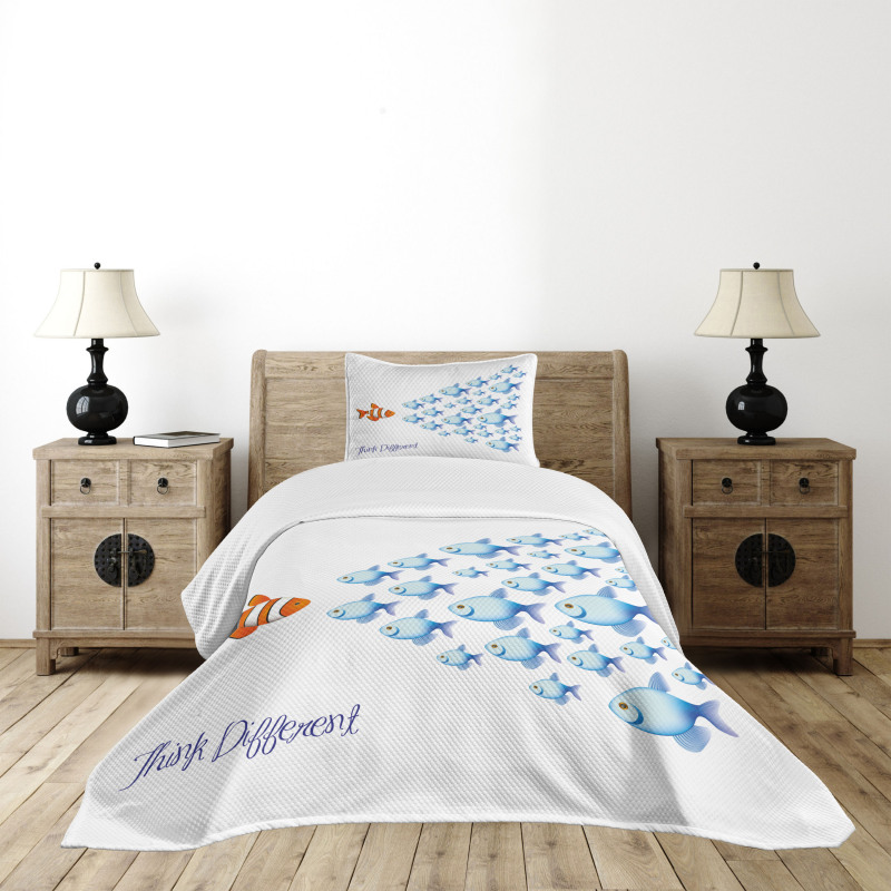 Think Differently Words Bedspread Set