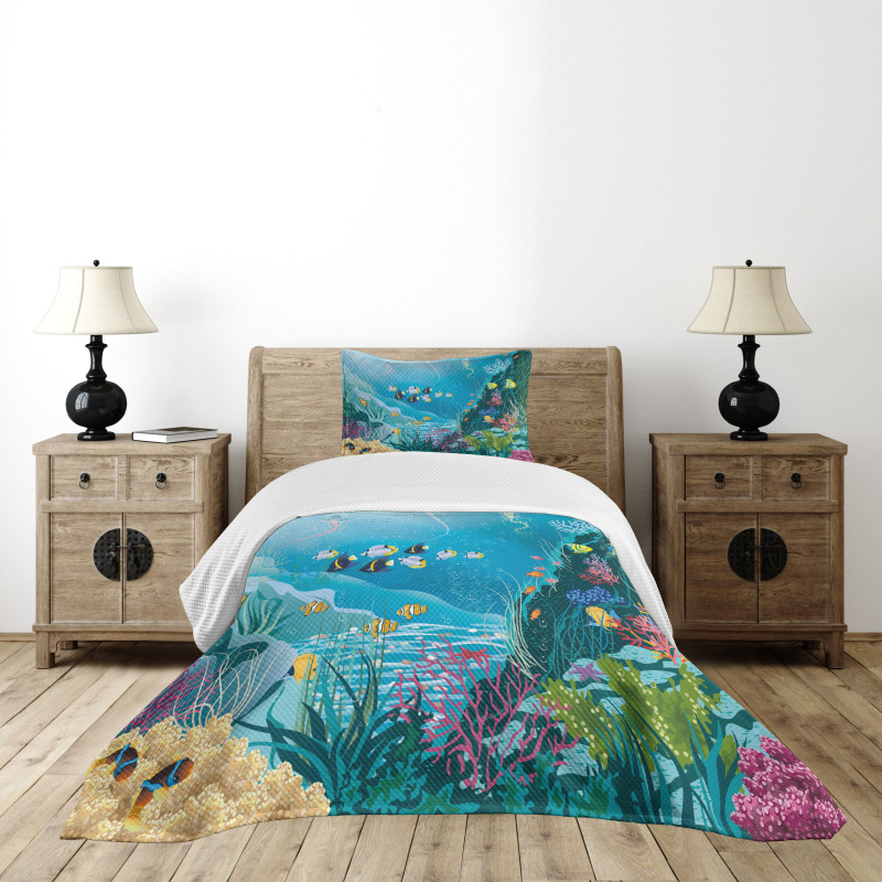 Underwater Scenery Bedspread Set