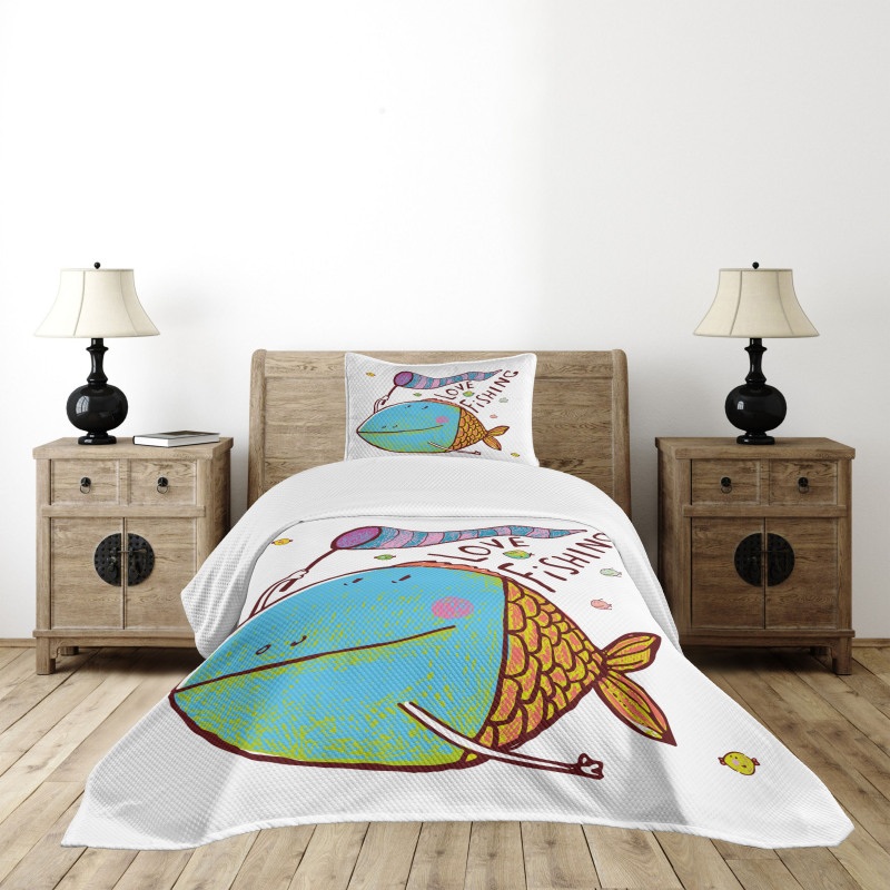 Funny Cartoon Illustration Bedspread Set