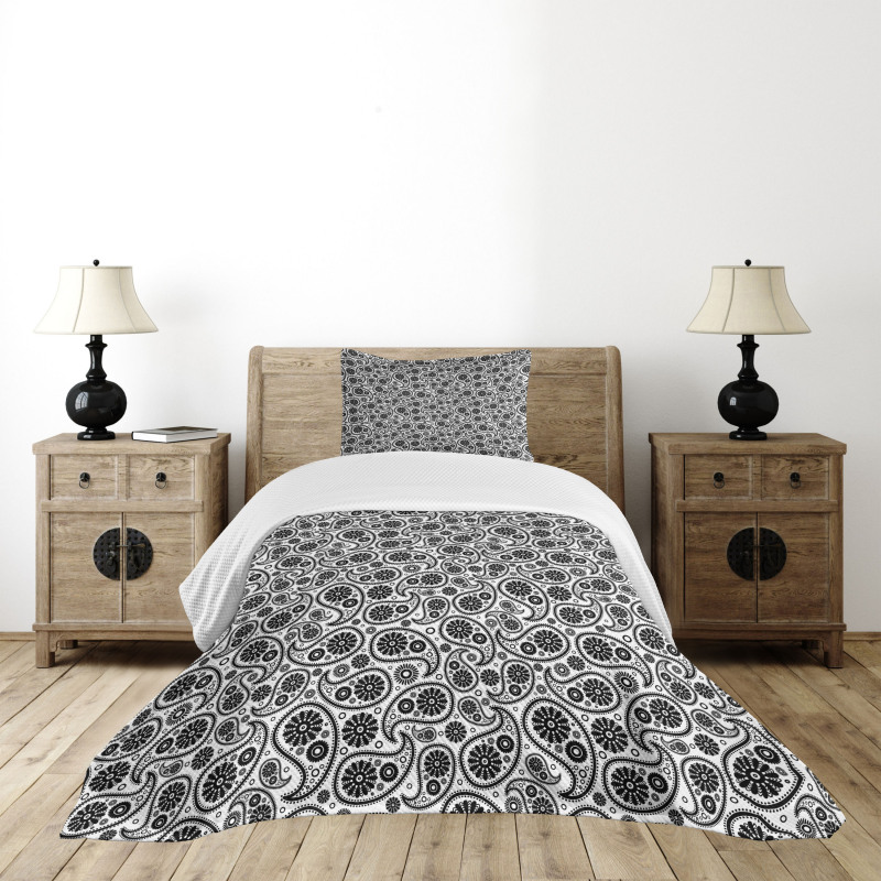 Floral Retro Circles Bedspread Set