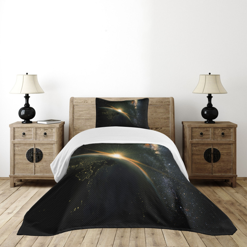 Sun Rising Above Earth Bedspread Set