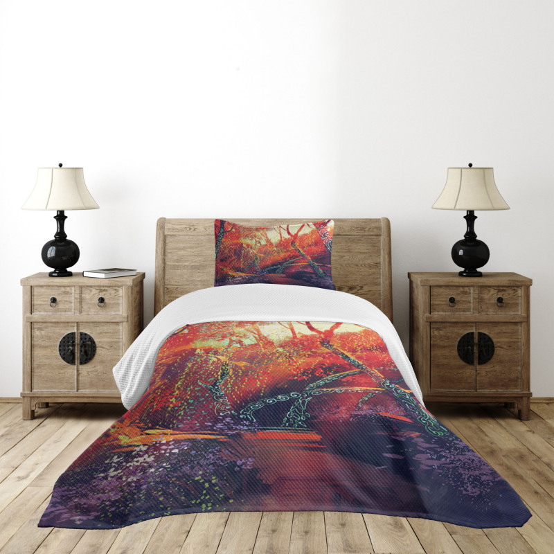 Autumn Fall Scenery Bedspread Set