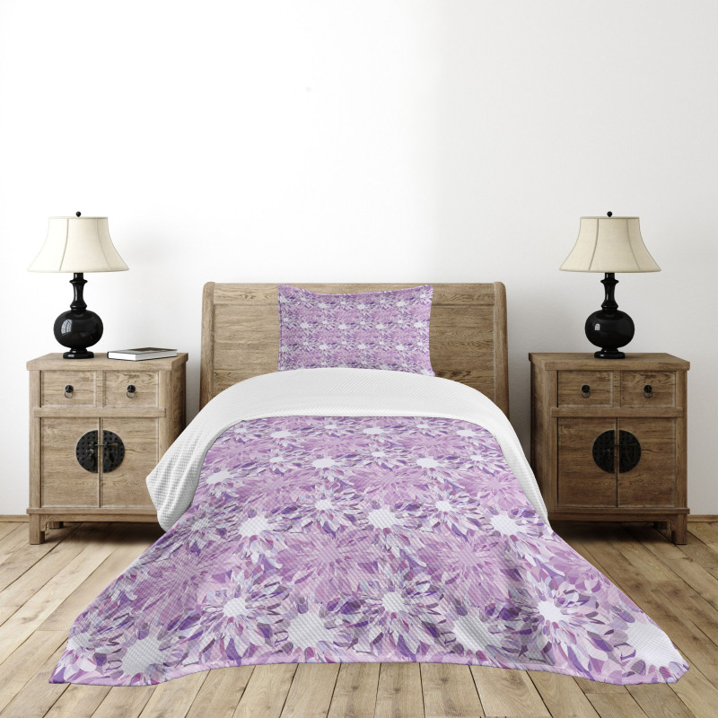 Digital Floral Design Bedspread Set