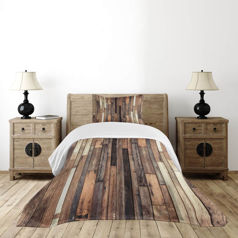 Old Floor Rustic Style Bedspread Set