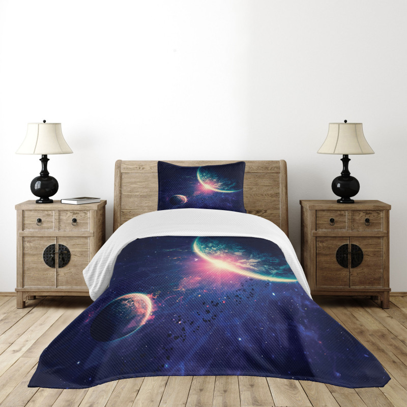 Outer Space Mars Planets Bedspread Set