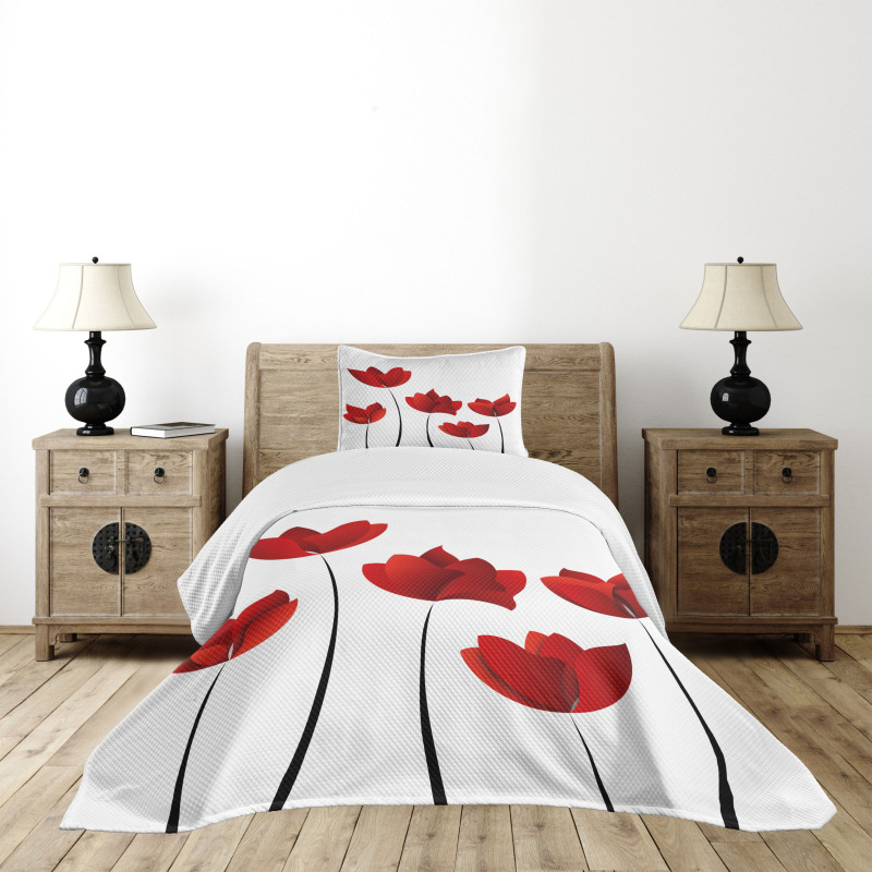 Vivid Rose Flower Petal Bedspread Set