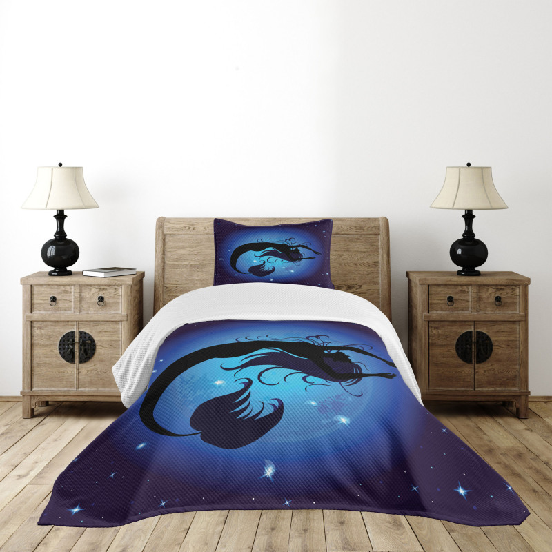 Aquatic Girl Mermaid Bedspread Set