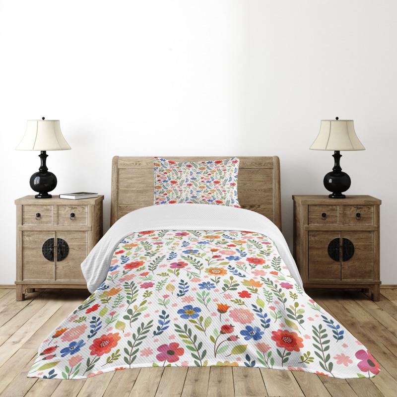 Soft Colored Floret Bedspread Set