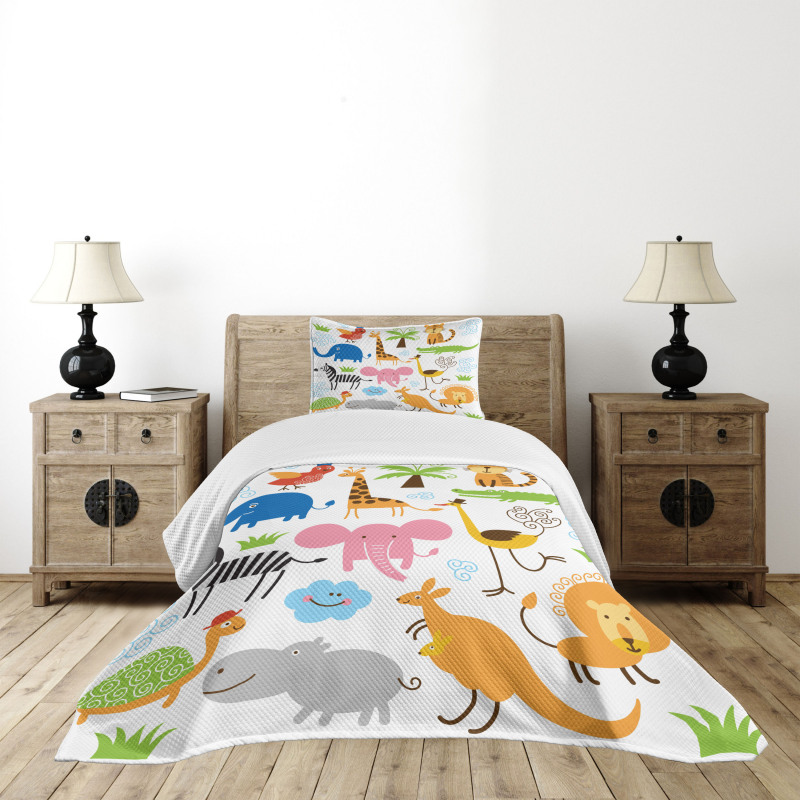 Safari Giraffe Elephant Bedspread Set