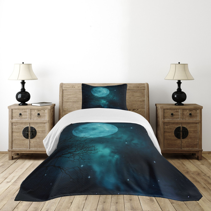 Outer World Cosmos Moon Bedspread Set