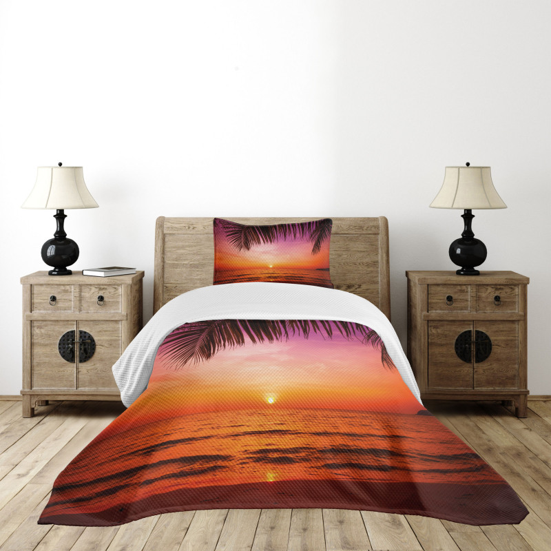 Coconut Palm Tree Leaf Bedspread Set