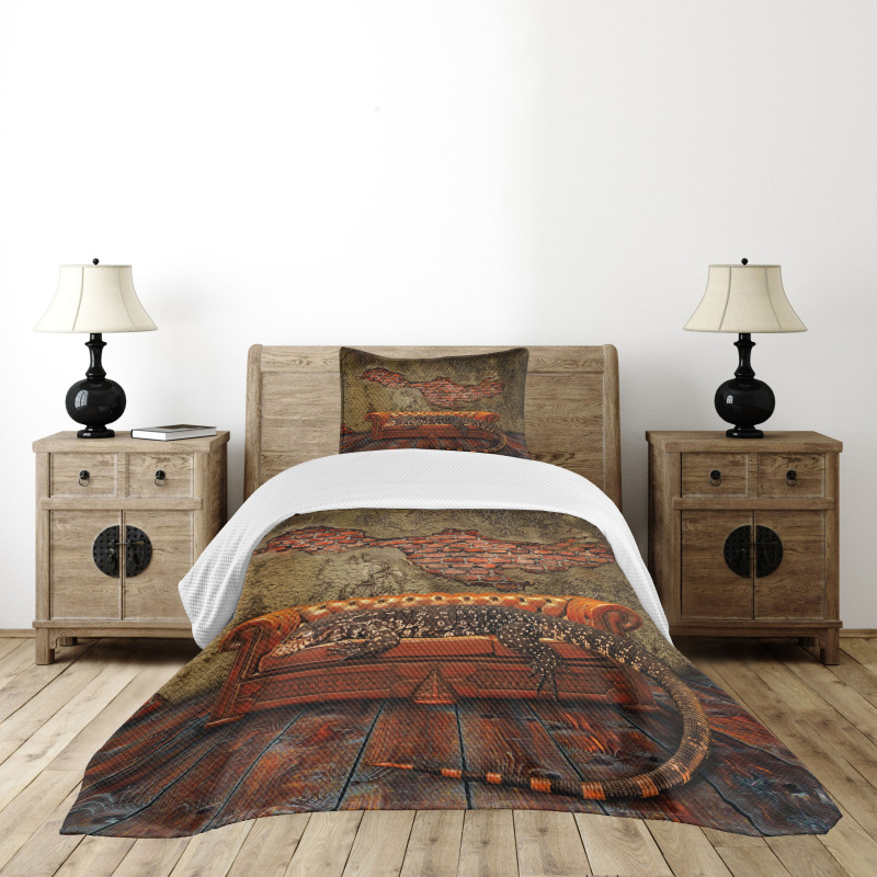 Grunge Brick Wall Bedspread Set