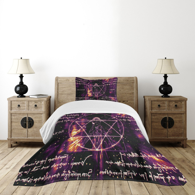 Vitruvian Man Occult Bedspread Set