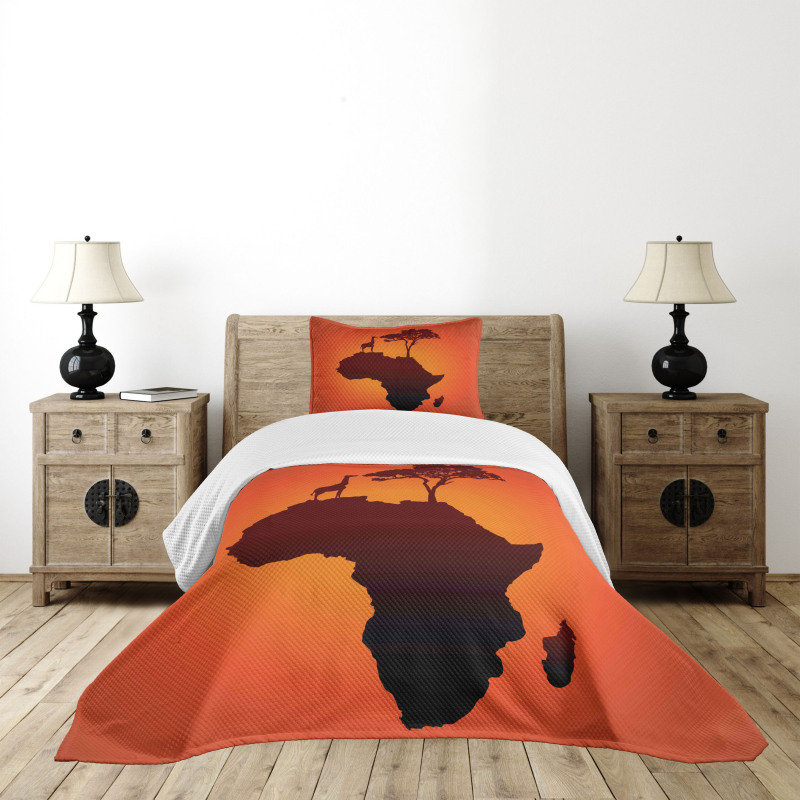 Safari Map with Continent Bedspread Set