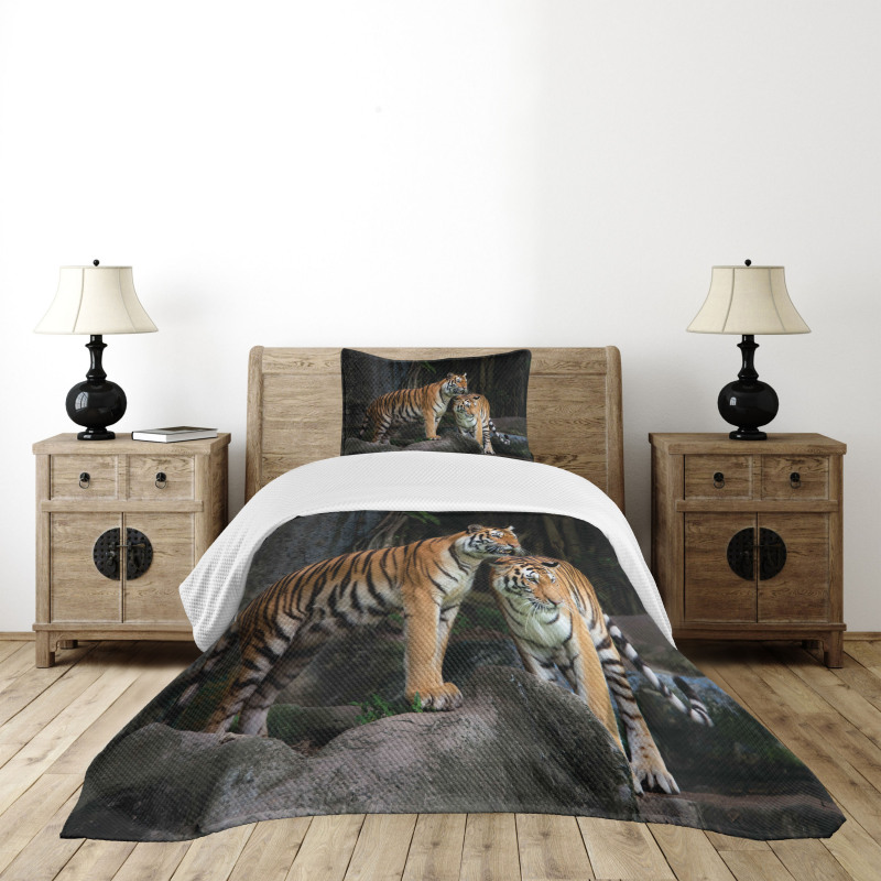 Tiger Couple in Jungle Bedspread Set