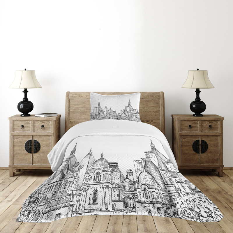 Sketchy Art Landmark Bedspread Set