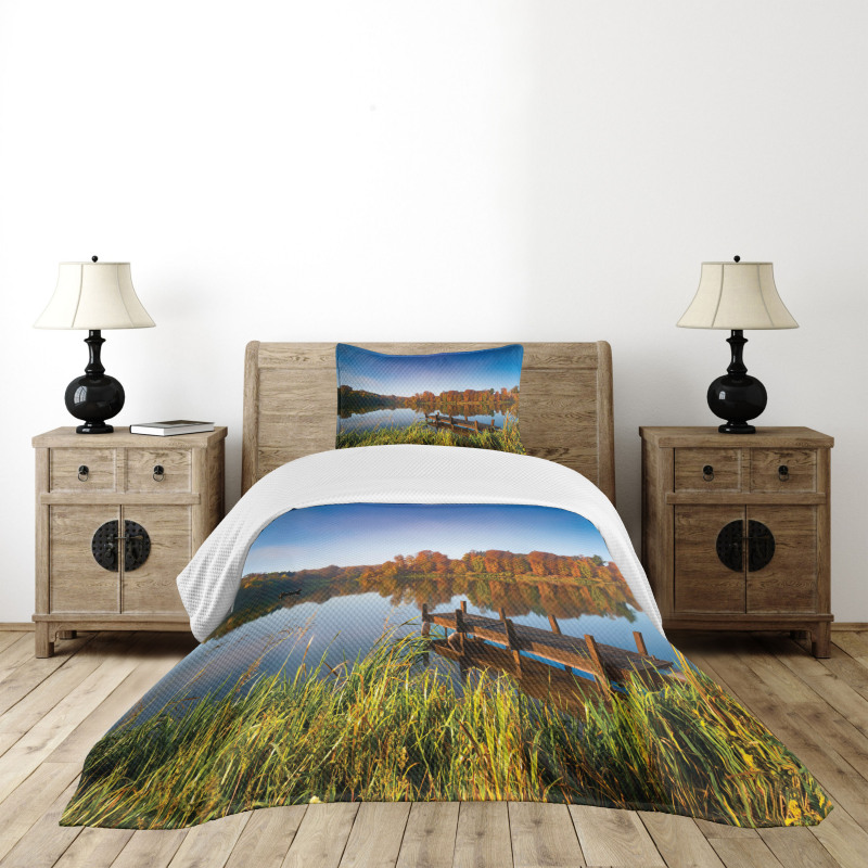 Fishing on a Lake View Bedspread Set