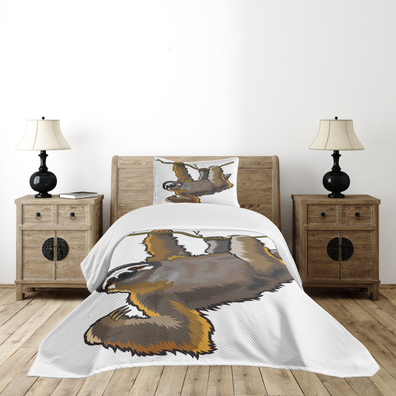 Lazy Sloth Bear Cartoon Bedspread Set