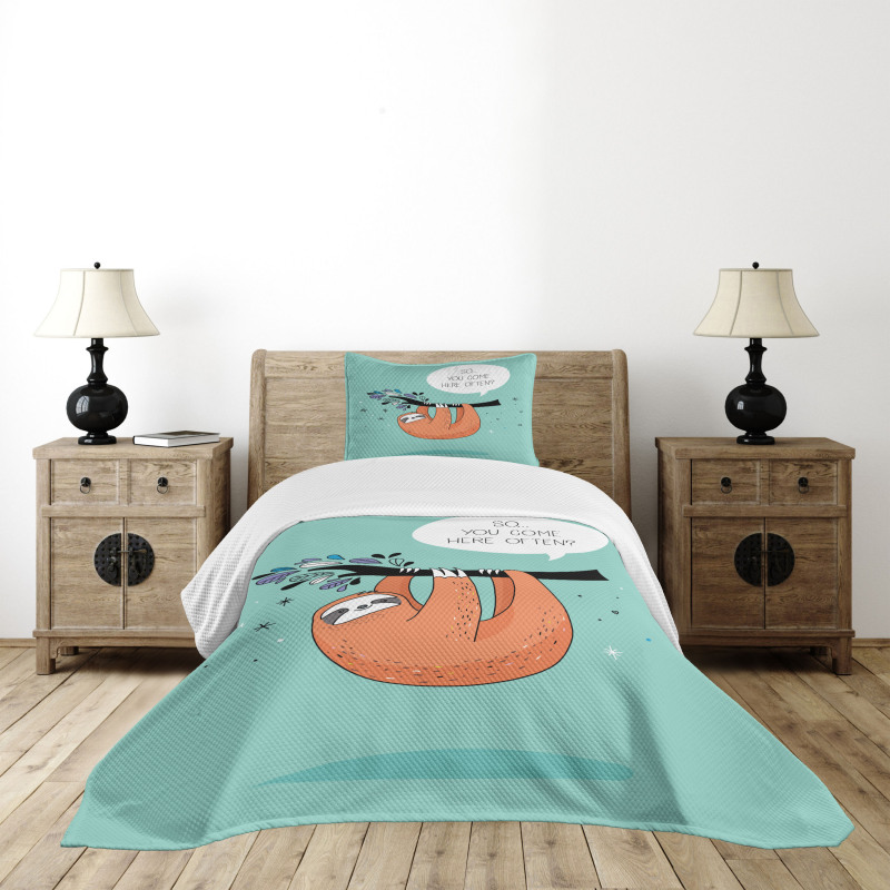 Flirty Sloth Cartoon Bedspread Set