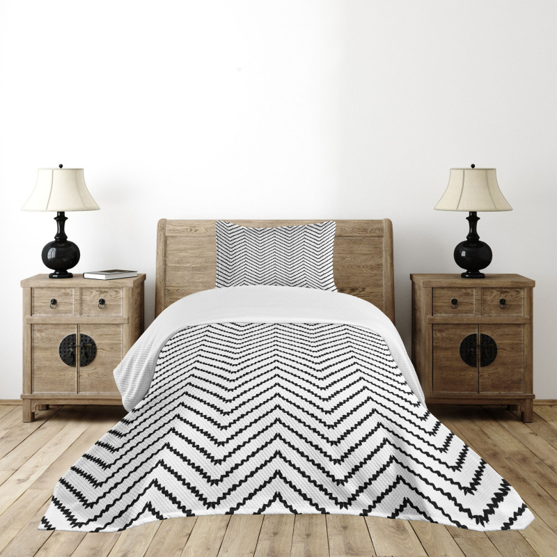 Zig Zag Triangle Print Bedspread Set