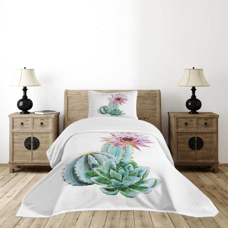 Cactus Flower and Spike Bedspread Set