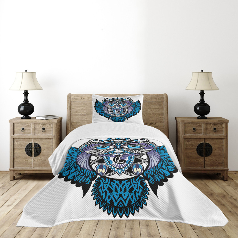 Owl Bird Animal Tattoo Bedspread Set