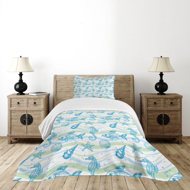 Ocean Shell Starfish Bedspread Set