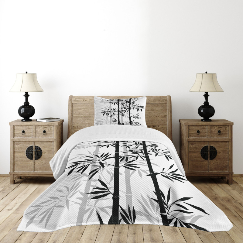 Bamboo Tree Leaves Bedspread Set