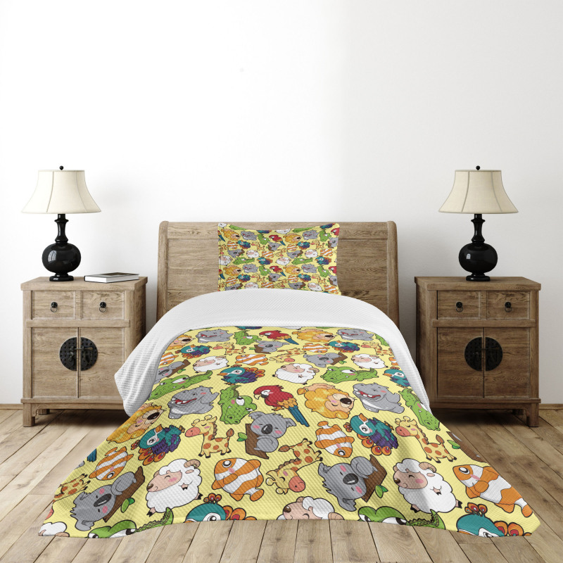 Hippo Giraffe Koala Bedspread Set