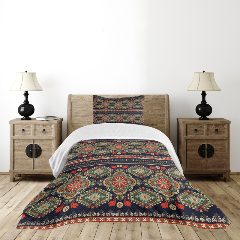 Floral Geometric Shapes Bedspread Set