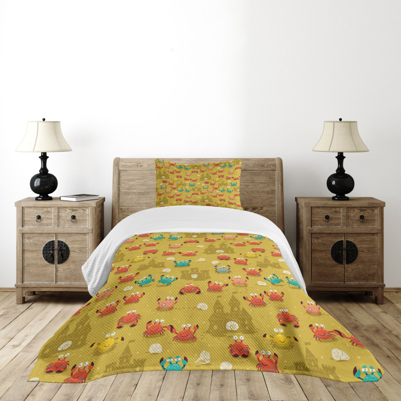 Crab Shell Sand Castle Bedspread Set