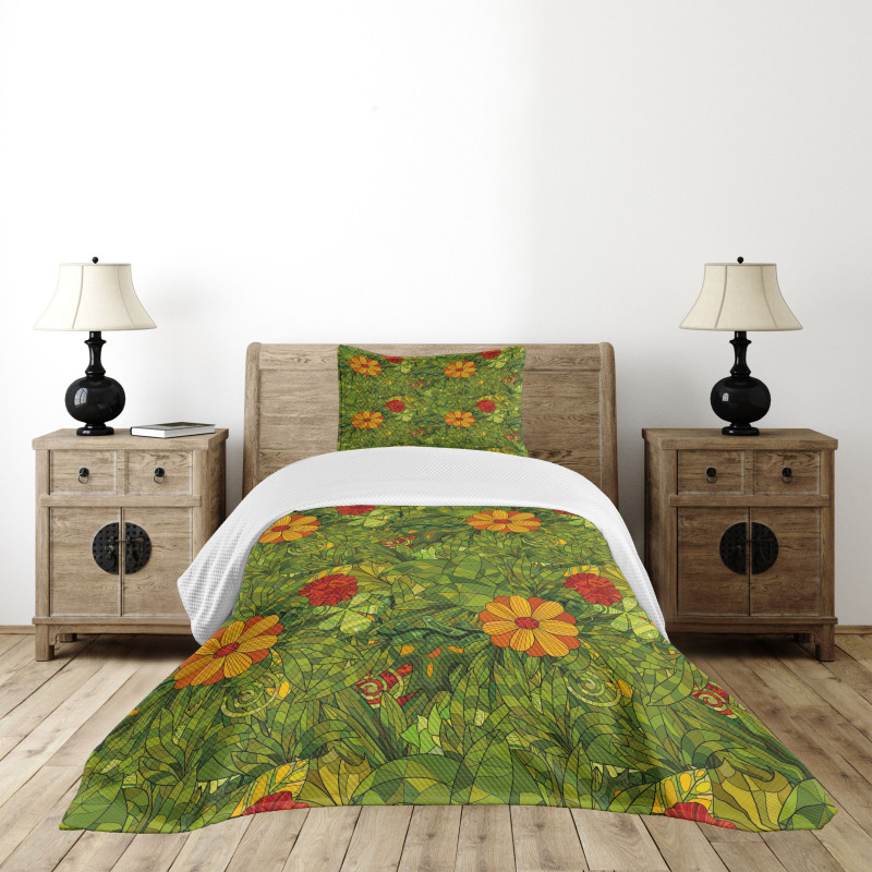 Fractal Retro Jungle Art Bedspread Set