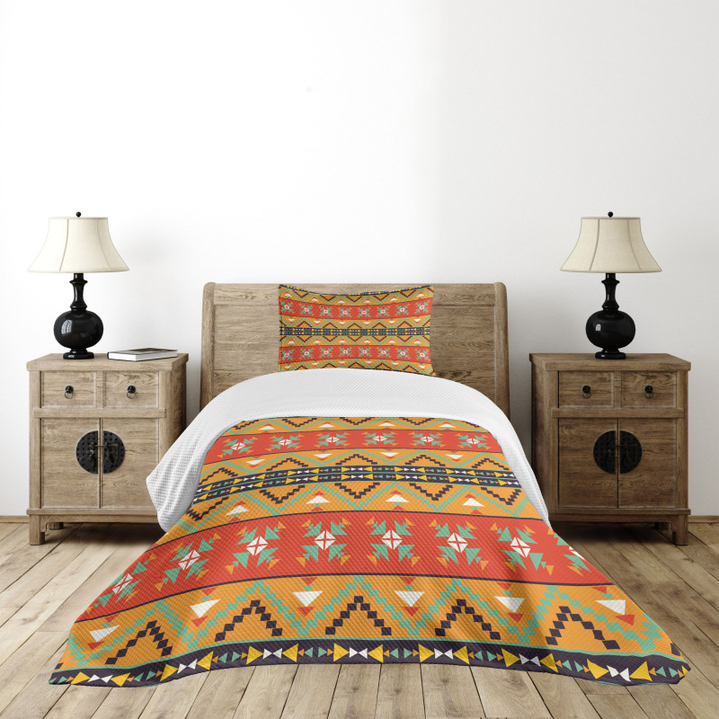 Tribal Aztec Motifs Bedspread Set